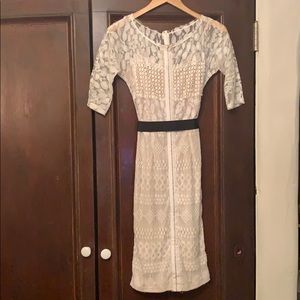 Cream Dress with Black Bow